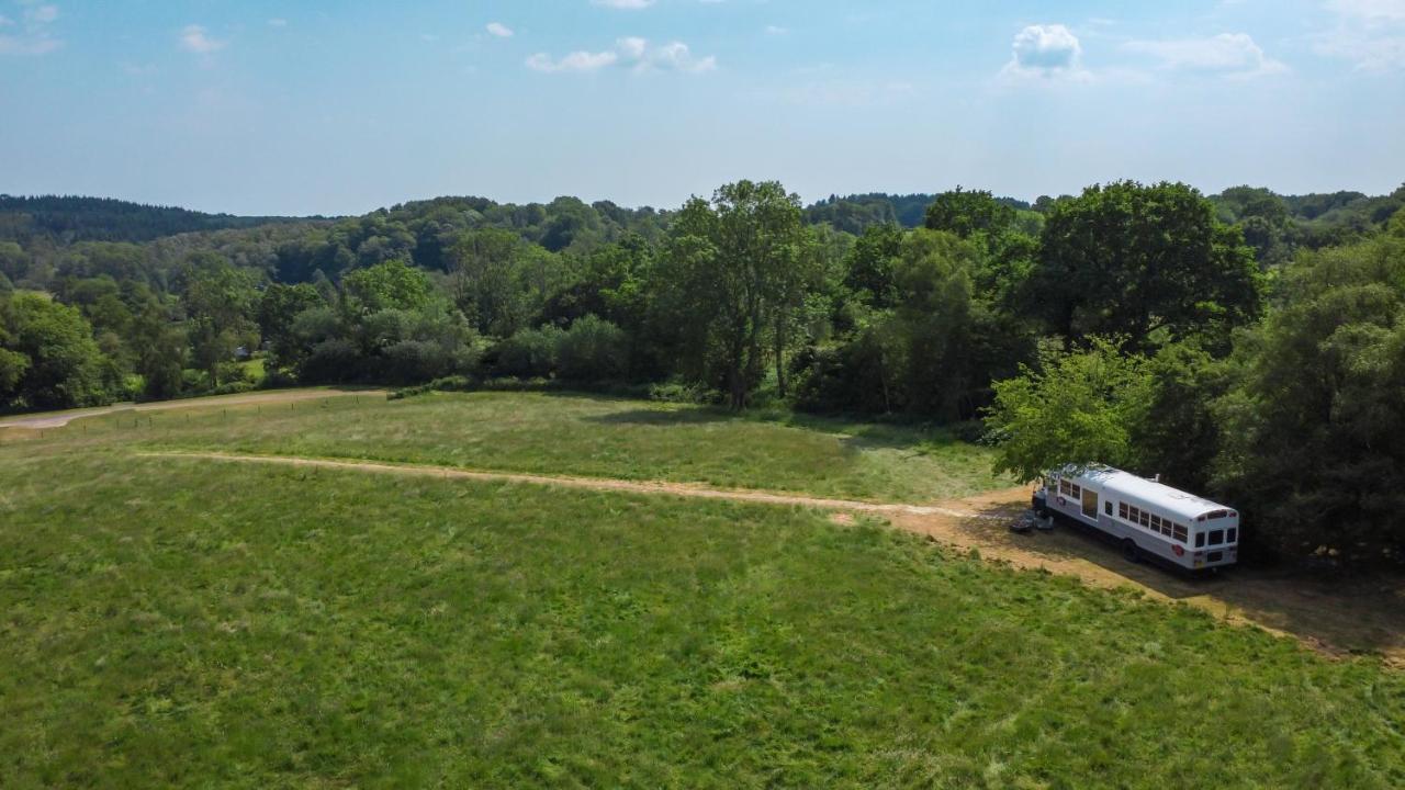 American School Bus Retreat With Hot Tub In Sussex Meadow Uckfield Exterior photo